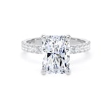 Goldsmiths Platinum 4.25cttw Radiant Cut Lab Grown Diamond Set Shoulder Solitaire Engagement Ring - Ring Size K.5