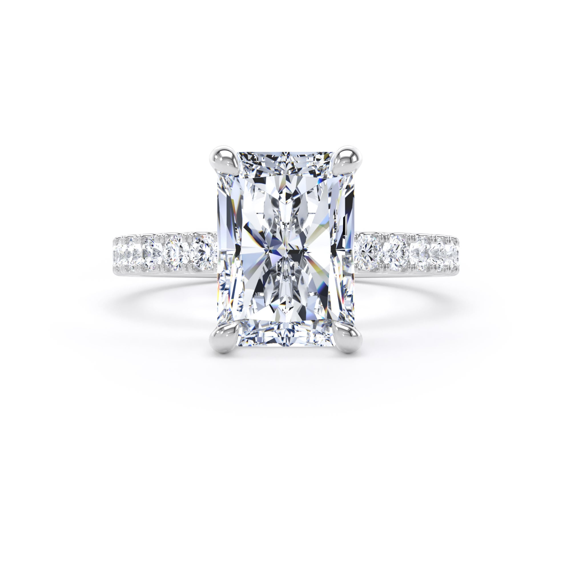 Goldsmiths Platinum 4.25cttw Radiant Cut Lab Grown Diamond Set Shoulder Solitaire Engagement Ring - Ring Size I Goldsmiths Platinum 4.25cttw Radiant Cut Lab Grown Diamond Set Shoulder Solitaire Engagement Ring - Ring Size I