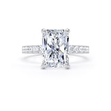 Goldsmiths Platinum 4.25cttw Radiant Cut Lab Grown Diamond Set Shoulder Solitaire Engagement Ring - Ring Size K.5