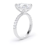 Goldsmiths Platinum 4.25cttw Radiant Cut Lab Grown Diamond Set Shoulder Solitaire Engagement Ring - Ring Size K.5