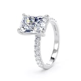 Goldsmiths Platinum 4.25cttw Radiant Cut Lab Grown Diamond Set Shoulder Solitaire Engagement Ring - Ring Size K.5