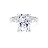 Goldsmiths Platinum 5.25cttw Radiant Cut Lab Grown Diamond Set Shoulder Solitaire Engagement Ring - Ring Size V.5