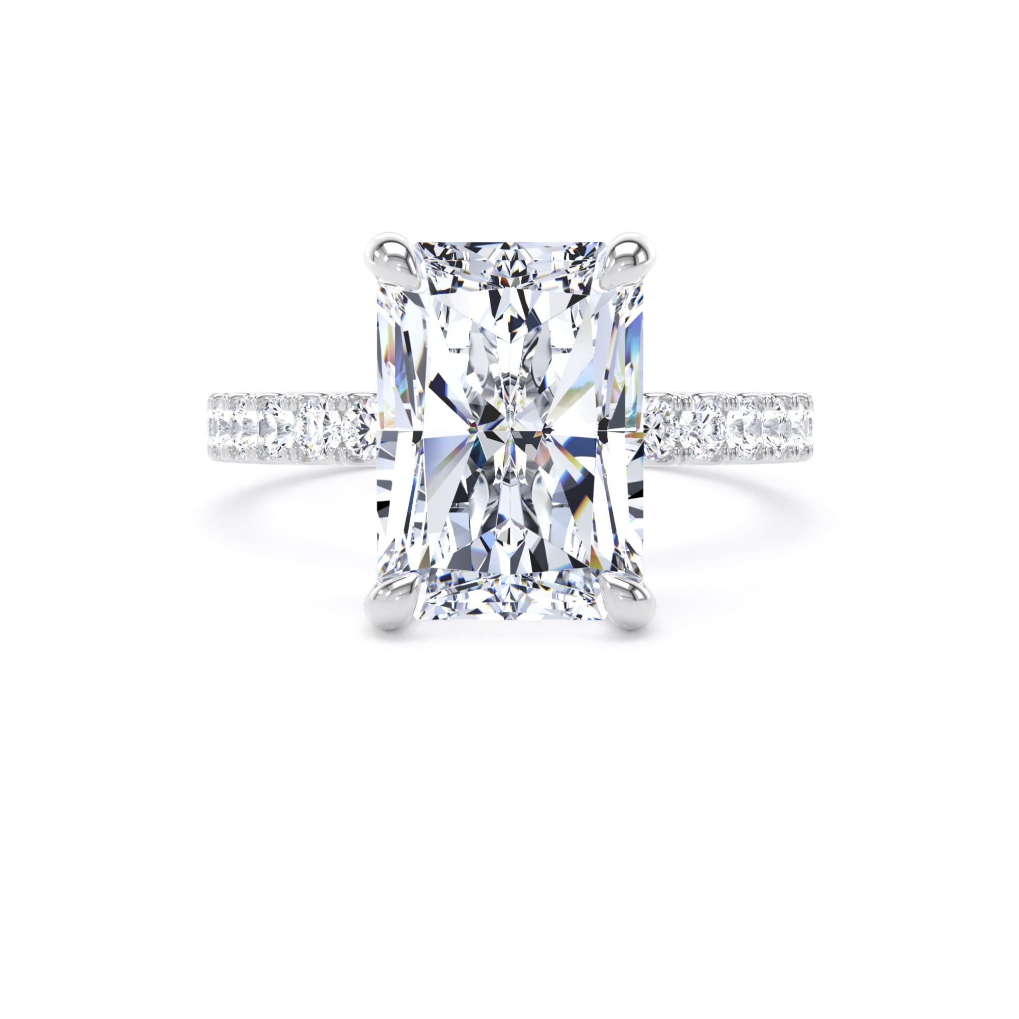 Goldsmiths Platinum 5.25cttw Radiant Cut Lab Grown Diamond Set Shoulder Solitaire Engagement Ring - Ring Size H Goldsmiths Platinum 5.25cttw Radiant Cut Lab Grown Diamond Set Shoulder Solitaire Engagement Ring - Ring Size H