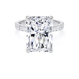 Goldsmiths Platinum 7.25cttw Radiant Cut Lab Grown Diamond Set Shoulder Solitaire Engagement Ring - Ring Size Y.5