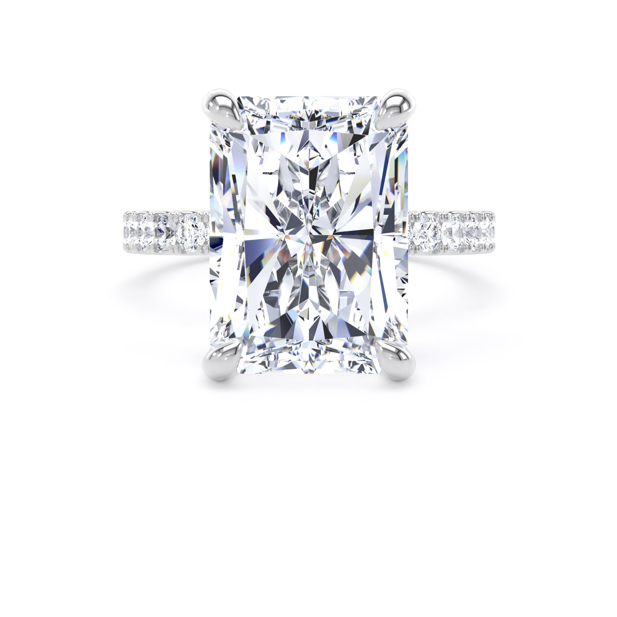 Goldsmiths Platinum 7.25cttw Radiant Cut Lab Grown Diamond Set Shoulder Solitaire Engagement Ring - Ring Size O.5 Goldsmiths Platinum 7.25cttw Radiant Cut Lab Grown Diamond Set Shoulder Solitaire Engagement Ring - Ring Size O.5
