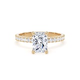 Goldsmiths 18ct Yellow Gold 1.70cttw Radiant Cut Lab Grown Diamond Set Shoulder Solitaire Engagement Ring - Ring Size G.5