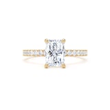 Goldsmiths 18ct Yellow Gold 1.70cttw Radiant Cut Lab Grown Diamond Set Shoulder Solitaire Engagement Ring - Ring Size G.5