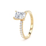 Goldsmiths 18ct Yellow Gold 1.70cttw Radiant Cut Lab Grown Diamond Set Shoulder Solitaire Engagement Ring - Ring Size G.5