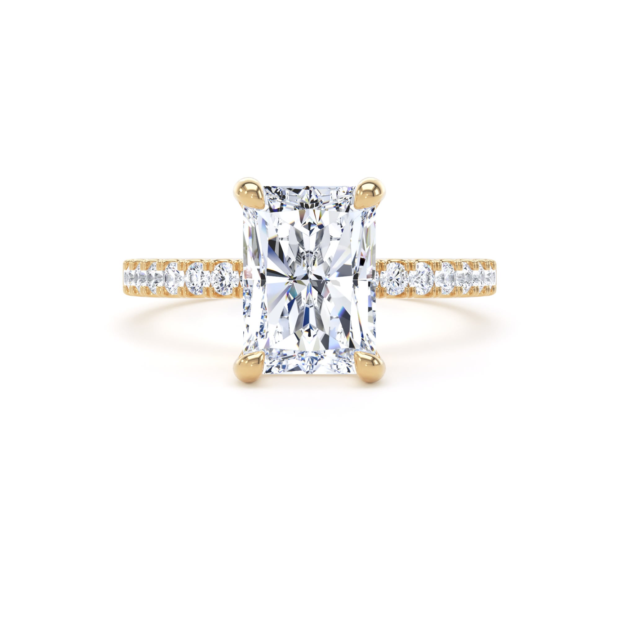 Goldsmiths 18ct Yellow Gold 2.70cttw Radiant Cut Lab Grown Diamond Set Shoulder Solitaire Engagement Ring - Ring Size Q Goldsmiths 18ct Yellow Gold 2.70cttw Radiant Cut Lab Grown Diamond Set Shoulder Solitaire Engagement Ring - Ring Size Q