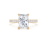 Goldsmiths 18ct Yellow Gold 2.70cttw Radiant Cut Lab Grown Diamond Set Shoulder Solitaire Engagement Ring - Ring Size S.5