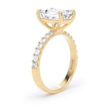 Goldsmiths 18ct Yellow Gold 3.25cttw Radiant Cut Lab Grown Diamond Set Shoulder Solitaire Engagement Ring - Ring Size K.5