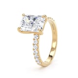 Goldsmiths 18ct Yellow Gold 3.25cttw Radiant Cut Lab Grown Diamond Set Shoulder Solitaire Engagement Ring - Ring Size K.5