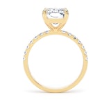 Goldsmiths 18ct Yellow Gold 4.25cttw Radiant Cut Lab Grown Diamond Set Shoulder Solitaire Engagement Ring - Ring Size T.5