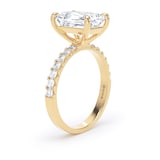 Goldsmiths 18ct Yellow Gold 4.25cttw Radiant Cut Lab Grown Diamond Set Shoulder Solitaire Engagement Ring - Ring Size T.5