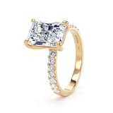 Goldsmiths 18ct Yellow Gold 4.25cttw Radiant Cut Lab Grown Diamond Set Shoulder Solitaire Engagement Ring - Ring Size T.5
