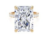 Goldsmiths 18ct Yellow Gold 10.25cttw Radiant Cut Lab Grown Diamond Set Shoulder Solitaire Engagement Ring - Ring Size L