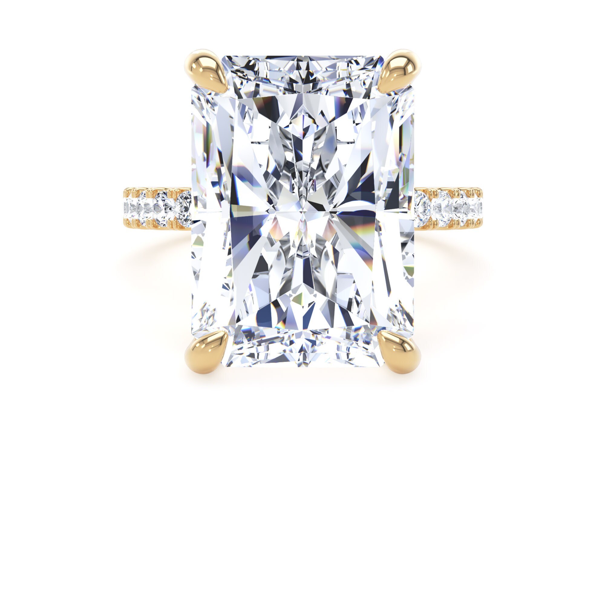 Goldsmiths 18ct Yellow Gold 10.25cttw Radiant Cut Lab Grown Diamond Set Shoulder Solitaire Engagement Ring - Ring Size G.5 Goldsmiths 18ct Yellow Gold 10.25cttw Radiant Cut Lab Grown Diamond Set Shoulder Solitaire Engagement Ring - Ring Size G.5