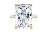 Goldsmiths 18ct Yellow Gold 10.25cttw Radiant Cut Lab Grown Diamond Set Shoulder Solitaire Engagement Ring - Ring Size L
