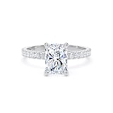 Goldsmiths 18ct White Gold 2.20cttw Radiant Cut Lab Grown Diamond Set Shoulder Solitaire Engagement Ring - Ring Size F.5