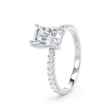 Goldsmiths 18ct White Gold 2.20cttw Radiant Cut Lab Grown Diamond Set Shoulder Solitaire Engagement Ring - Ring Size F.5