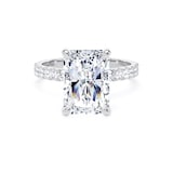Goldsmiths 18ct White Gold 5.25cttw Radiant Cut Lab Grown Diamond Set Shoulder Solitaire Engagement Ring - Ring Size P.5