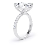 Goldsmiths 18ct White Gold 5.25cttw Radiant Cut Lab Grown Diamond Set Shoulder Solitaire Engagement Ring - Ring Size P.5