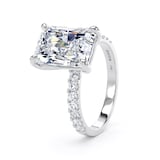 Goldsmiths 18ct White Gold 5.25cttw Radiant Cut Lab Grown Diamond Set Shoulder Solitaire Engagement Ring - Ring Size P.5