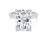 Goldsmiths 18ct White Gold 7.25cttw Radiant Cut Lab Grown Diamond Set Shoulder Solitaire Engagement Ring - Ring Size M.5