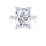 Goldsmiths 18ct White Gold 7.25cttw Radiant Cut Lab Grown Diamond Set Shoulder Solitaire Engagement Ring - Ring Size M.5