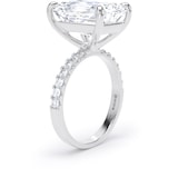 Goldsmiths 18ct White Gold 7.25cttw Radiant Cut Lab Grown Diamond Set Shoulder Solitaire Engagement Ring - Ring Size M.5