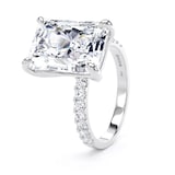 Goldsmiths 18ct White Gold 7.25cttw Radiant Cut Lab Grown Diamond Set Shoulder Solitaire Engagement Ring - Ring Size M.5