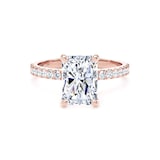 Goldsmiths 18ct Rose Gold 2.70cttw Radiant Cut Lab Grown Diamond Set Shoulder Solitaire Engagement Ring - Ring Size M.5