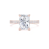 Goldsmiths 18ct Rose Gold 2.70cttw Radiant Cut Lab Grown Diamond Set Shoulder Solitaire Engagement Ring - Ring Size M.5