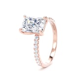 Goldsmiths 18ct Rose Gold 2.70cttw Radiant Cut Lab Grown Diamond Set Shoulder Solitaire Engagement Ring - Ring Size M.5