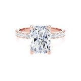 Goldsmiths 18ct Rose Gold 4.25cttw Radiant Cut Lab Grown Diamond Set Shoulder Solitaire Engagement Ring - Ring Size H