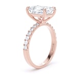 Goldsmiths 18ct Rose Gold 4.25cttw Radiant Cut Lab Grown Diamond Set Shoulder Solitaire Engagement Ring - Ring Size H