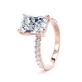 Goldsmiths 18ct Rose Gold 4.25cttw Radiant Cut Lab Grown Diamond Set Shoulder Solitaire Engagement Ring - Ring Size H