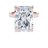Goldsmiths 18ct Rose Gold 10.25cttw Radiant Cut Lab Grown Diamond Set Shoulder Solitaire Engagement Ring - Ring Size J