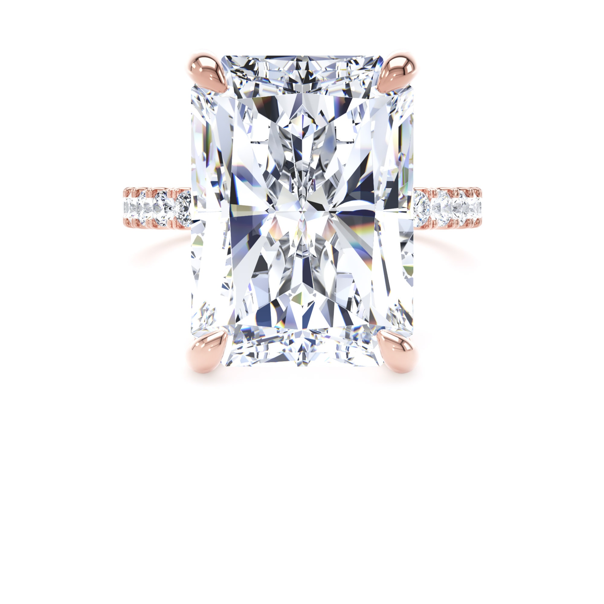 Goldsmiths 18ct Rose Gold 10.25cttw Radiant Cut Lab Grown Diamond Set Shoulder Solitaire Engagement Ring - Ring Size P Goldsmiths 18ct Rose Gold 10.25cttw Radiant Cut Lab Grown Diamond Set Shoulder Solitaire Engagement Ring - Ring Size P