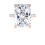 Goldsmiths 18ct Rose Gold 10.25cttw Radiant Cut Lab Grown Diamond Set Shoulder Solitaire Engagement Ring - Ring Size J