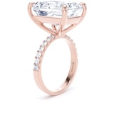 Goldsmiths 18ct Rose Gold 10.25cttw Radiant Cut Lab Grown Diamond Set Shoulder Solitaire Engagement Ring - Ring Size J