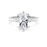 Goldsmiths Platinum Compass Set 4.25cttw Radiant Lab Grown Diamond Set Shoulder Solitaire Engagement Ring - Ring Size F