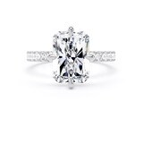 Goldsmiths Platinum Compass Set 4.25cttw Radiant Lab Grown Diamond Set Shoulder Solitaire Engagement Ring - Ring Size F