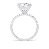 Goldsmiths Platinum Compass Set 4.25cttw Radiant Lab Grown Diamond Set Shoulder Solitaire Engagement Ring - Ring Size F
