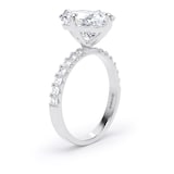 Goldsmiths Platinum Compass Set 4.25cttw Radiant Lab Grown Diamond Set Shoulder Solitaire Engagement Ring - Ring Size F