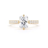 Goldsmiths 18ct Yellow Gold Compass Set 1.70cttw Radiant Lab Grown Diamond Set Shoulder Solitaire Engagement Ring - Ring Size O.5