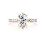 Goldsmiths 18ct Yellow Gold Compass Set 2.20cttw Radiant Lab Grown Diamond Set Shoulder Solitaire Engagement Ring - Ring Size W