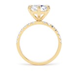 Goldsmiths 18ct Yellow Gold Compass Set 4.25cttw Radiant Lab Grown Diamond Set Shoulder Solitaire Engagement Ring - Ring Size F.5