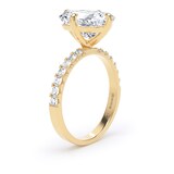 Goldsmiths 18ct Yellow Gold Compass Set 4.25cttw Radiant Lab Grown Diamond Set Shoulder Solitaire Engagement Ring - Ring Size F.5