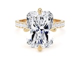 Goldsmiths 18ct Yellow Gold Compass Set 7.25cttw Radiant Lab Grown Diamond Set Shoulder Solitaire Engagement Ring - Ring Size O.5